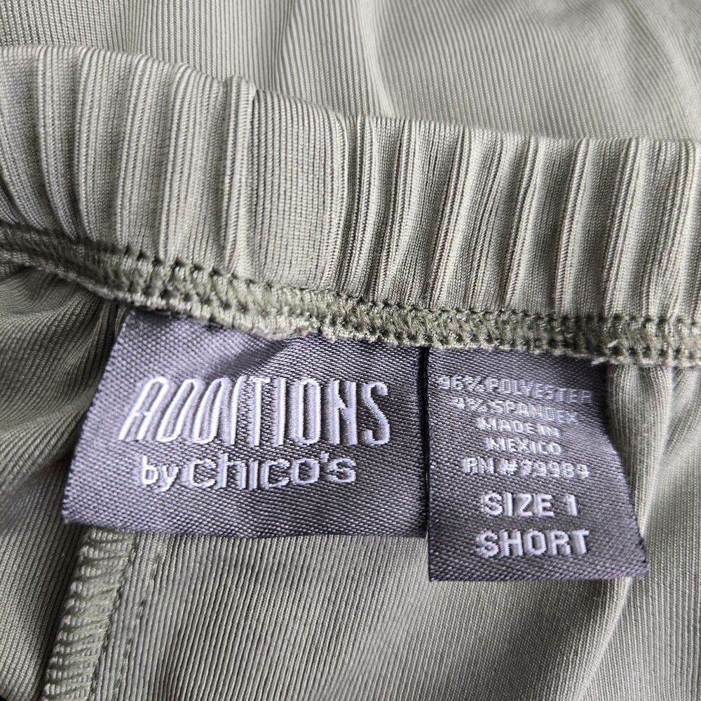 Additions by Chicos Green Knit Pants Womens 1 Short M Elastic Slinky Travelers - Picture 6 of 7